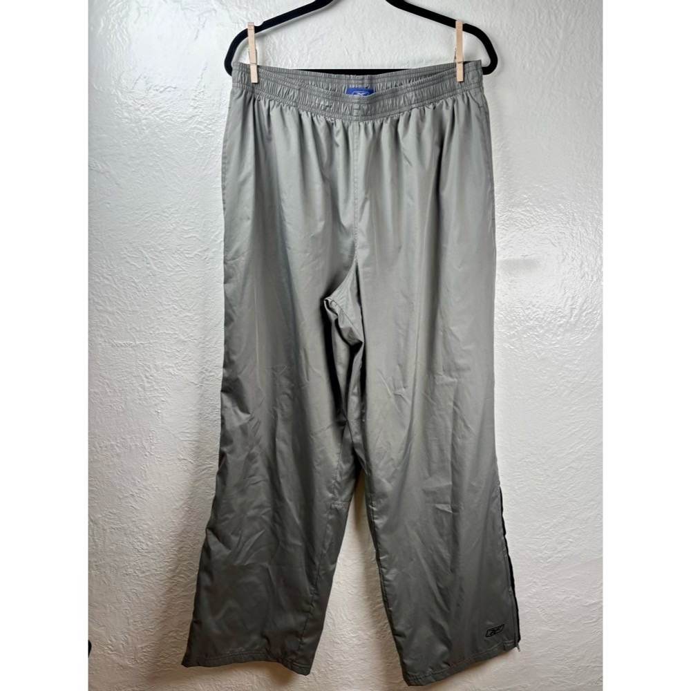 Reebok Track Pants Mens XL Gray Mesh Lined Ankle Zip Windbreaker Pockets